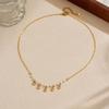 Gold Plated Stainless Steel Pearl Zircon Drop Choker Necklace