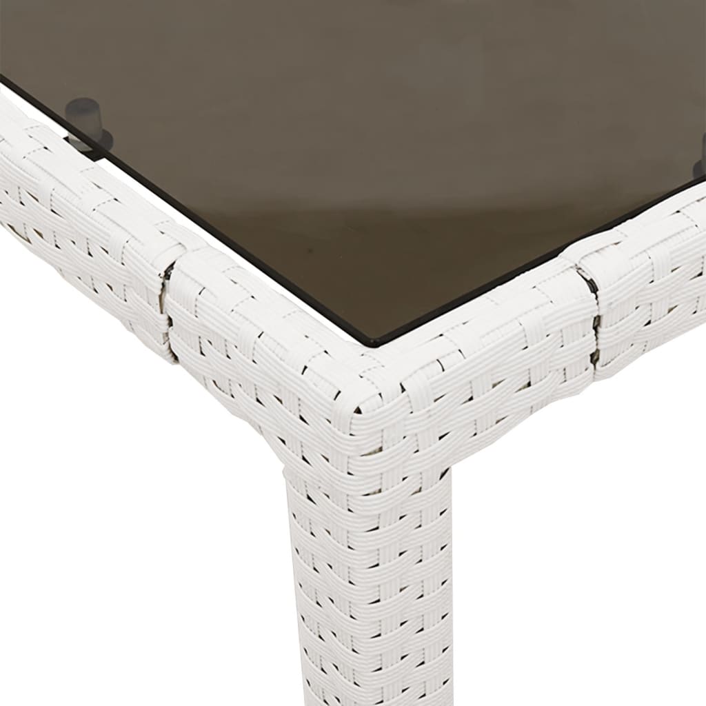 Garden Table with Glass Top White 150 x 90 x 75 cm Poly Rattan