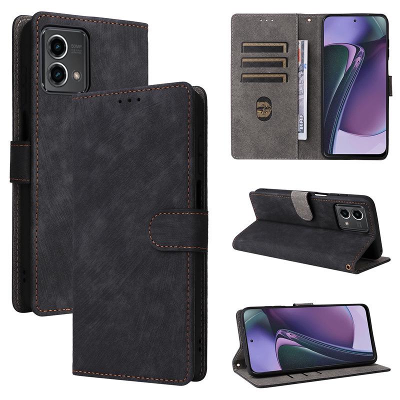 Leather Wallet Case with Card Holder & Lanyard for Moto G Stylus 2023 4G