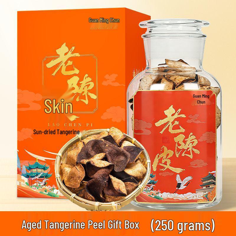 20-Year-Old Xinhui Tangerine Peel in Glass Jar, 250g - Perfect for Soup, Tea, and Gifts