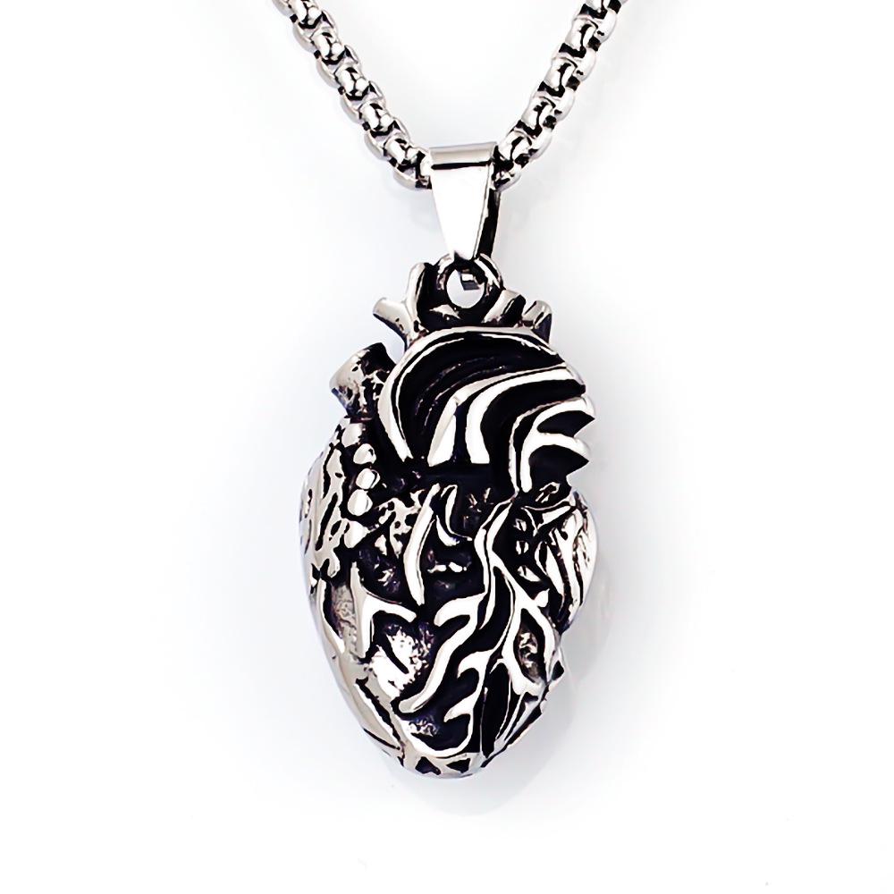 Hip Hop Chinese Dragon Embossed Round Pendant Necklace for Men and Women - Titanium Stainless Steel.