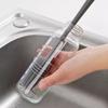 Brosse à bouteille de lait en silicone, nettoyeur de verre, brosse à long manche pour bouteille de boisson, outil de nettoyage de cuisine