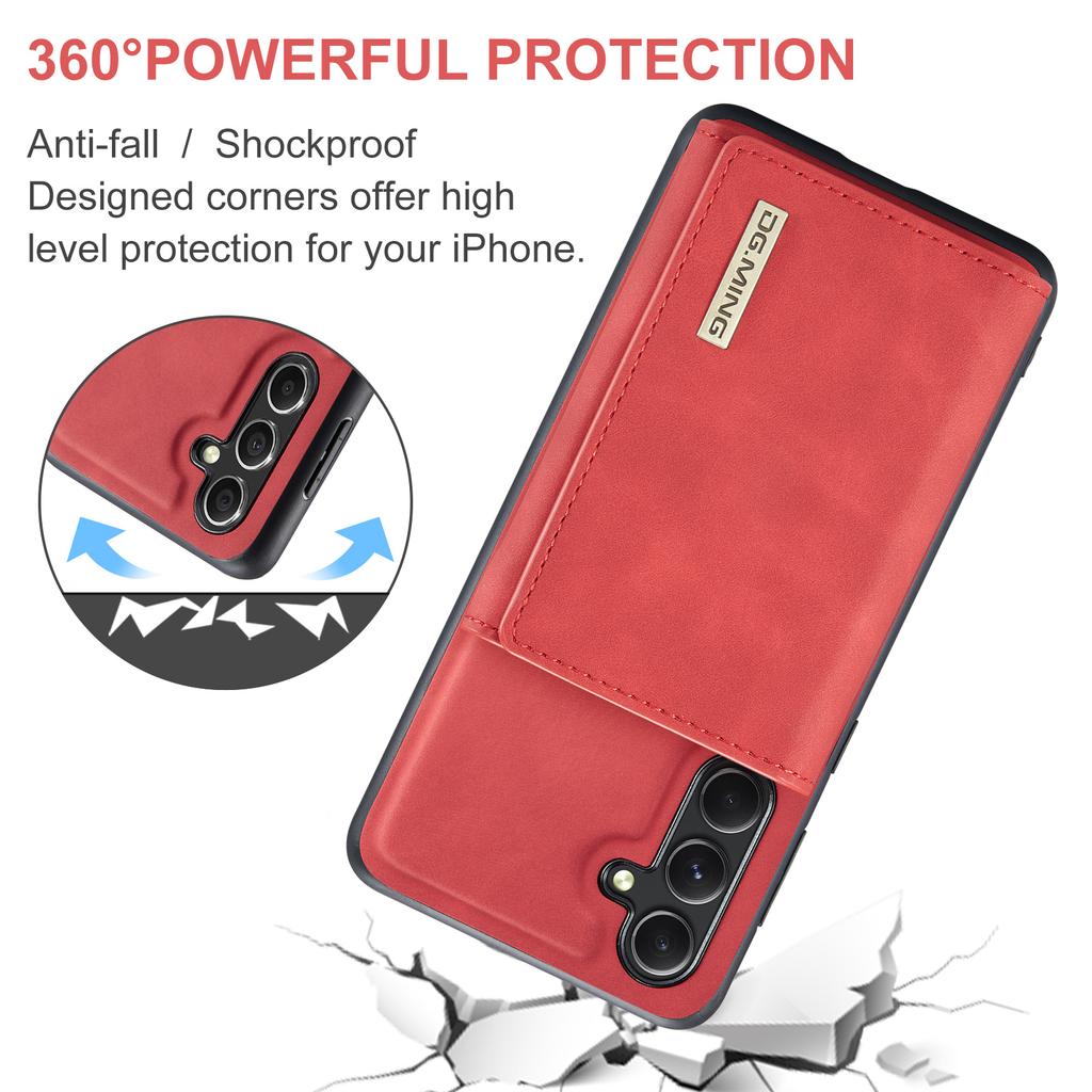 DG.MING M1 Series for Samsung Galaxy S24 FE Case Kickstand PU Phone Cover with Detachable Wallet