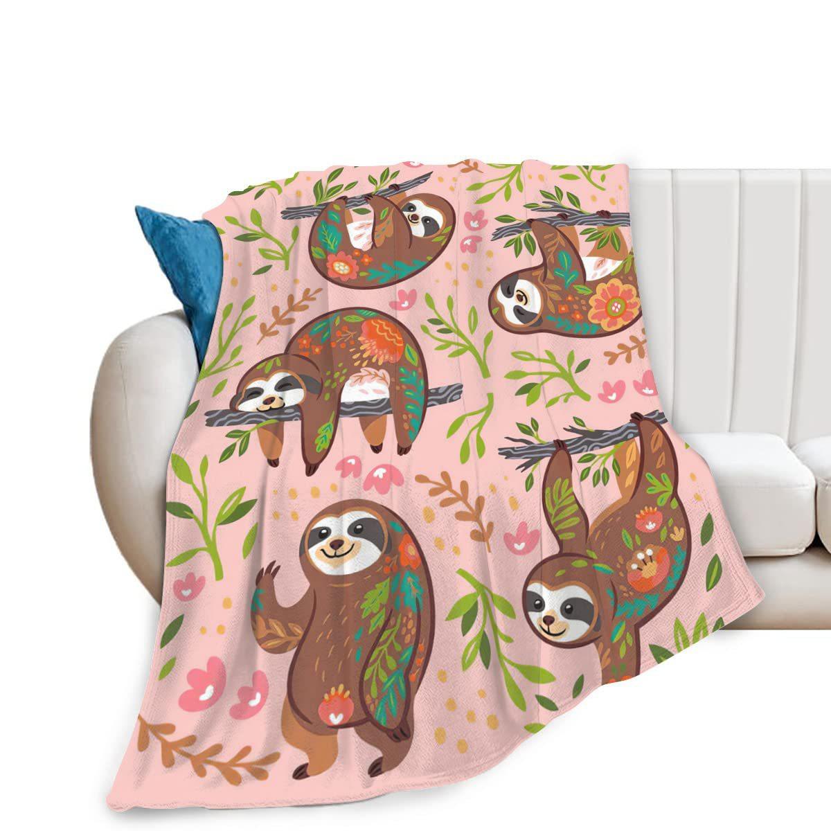 Cartoon Sloth Flannel Blanket Cartoon Print Soft Blanket Bed Flannel Blanket Available In All Seasons 70x100cm