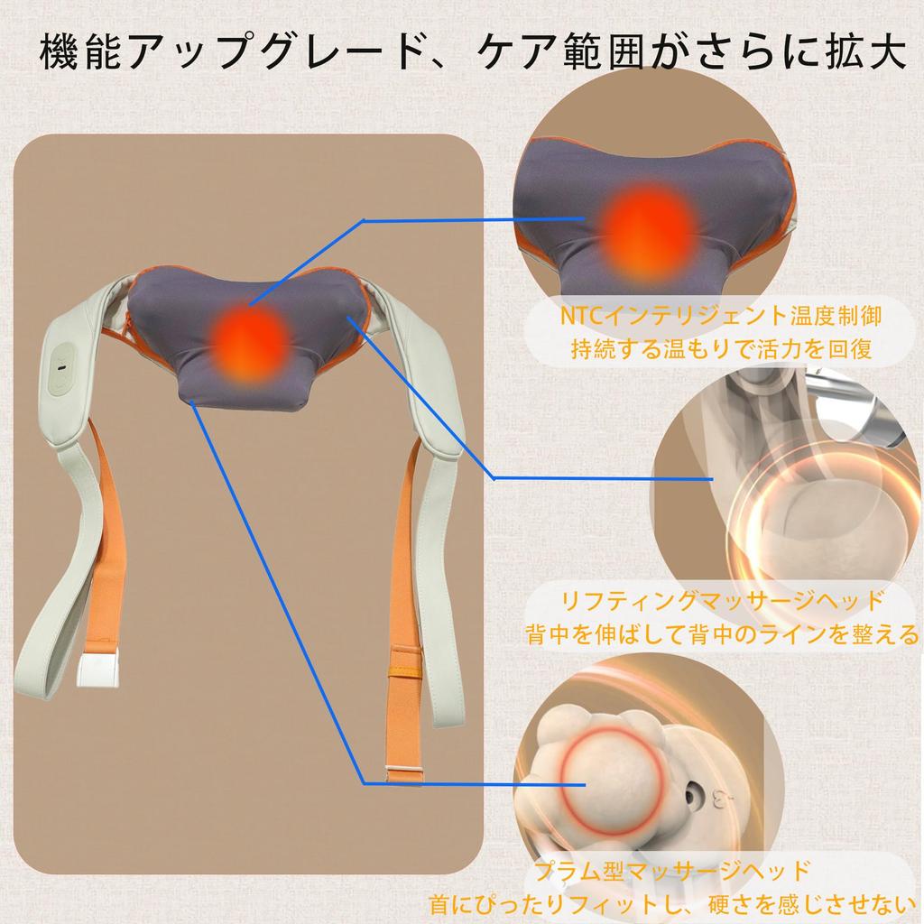 Neck Shoulder Stiffness 4D 3D Kneading Heating Shoulder Blade USB Lightweight and Great Gift for Respect for the Aged Day or Birthday Massager,