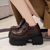 2025 Spring Women's Thick Sole 10cm High Heel Loafers Shoes British Style Fashion Versatile Platform Single Footwear