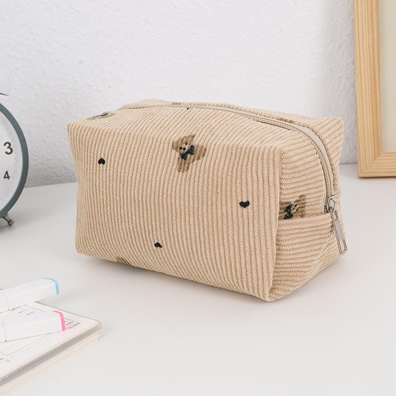 1pc Large Capacity Pencil Case Pencilcase Kawaii Stationery Corduroy Pencil Pouch School Supplies Back To School Pencil Case