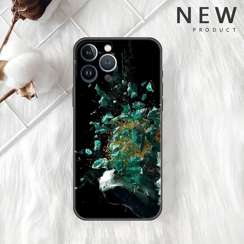 Case For Apple iPhone 11 13 12 14 Pro 7 Plus XR X XS Max 6 6S 13Pro SE 2022 Black Silicone Phone Funda Marble Pattern