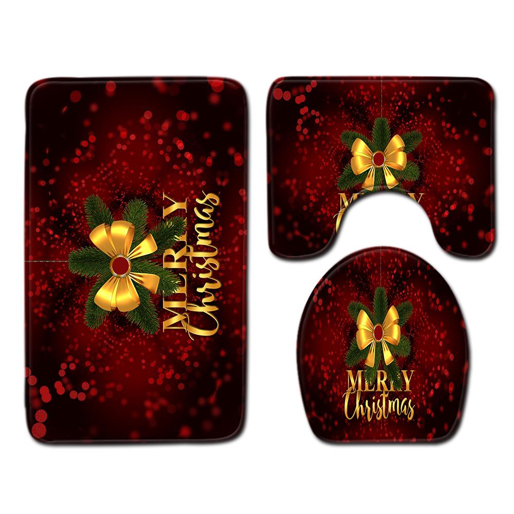 Christmas Bathroom Floor Mat Toilet Three-Piece Set