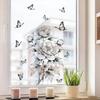 Creative Black White Sketch Line Art Peony Butterfly Static Cling Wall Sticker for Kitchen Bathroom No Glue Home Decor