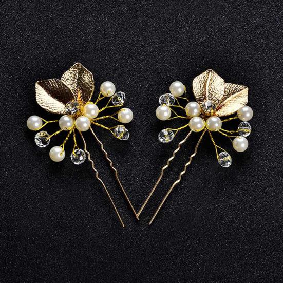 Women Ethnic Wedding Bridal Bridesmaid Decor Leaf Headpiece Hair Stick Hairpin