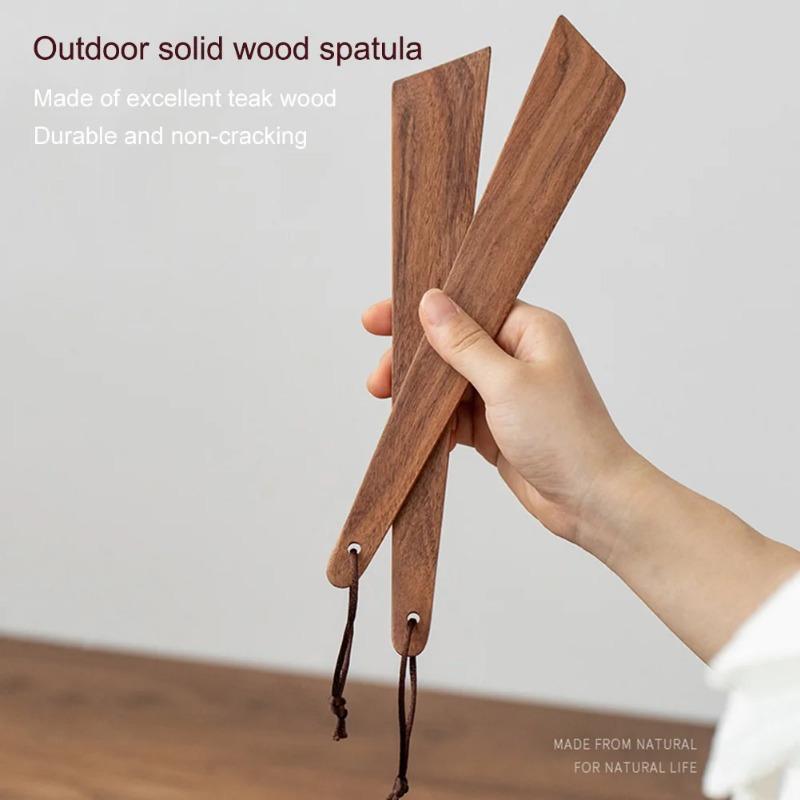 1 Stück Teak Wok Spatel zum Kochen Holzschaufel Antihaft-Utensilien Schaber Langlebiger Holzspatel Outdoor BBQ Camping Zubehör