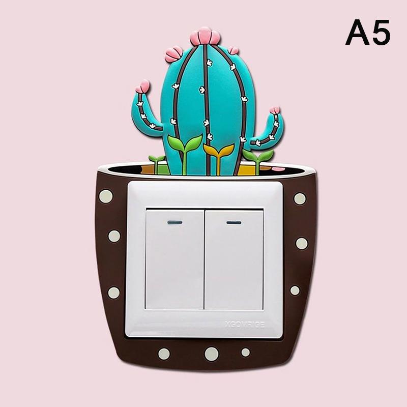 

Cute Cartoon 3D Stickers Cactus Fluorescent Wall Stickers On-Off Switch Stickers Kids Luminous Light Switch Home Decorations A5
