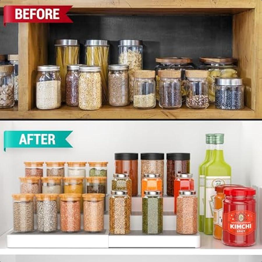 Pack of 2 3Tier Spice Racks Expandable and NonSkid Ideal as Medicine Cabinet Organizers Kitchen Shelf Pantry Organizer and Seas