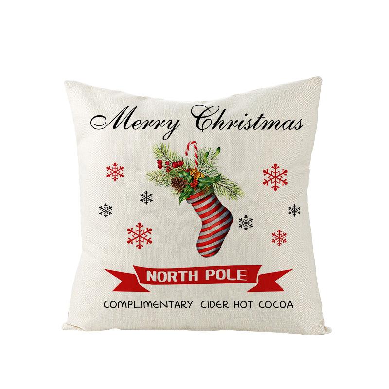 Watercolor Red Christmas Pillow Cover Polyester Printed Holiday Pillow Cartoon Pillow Cover