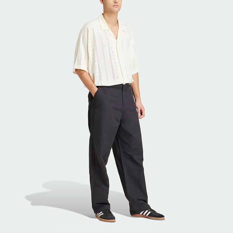 Adidas Originals Fashion Mesh Shirt Classic Sports Full Print Logo Hollow Design Polo Short Sleeve Shirt Men Shirts Ivory IT7500