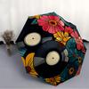 1pc Vinyl Flowers Automatic Open/close Folding Compact Umbrella, 8-Rib Sturdy Canopy, Lightweight Portable, Everyday Use, Gift, Outdoor Umbrella, Trav