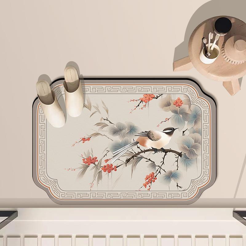 Mid-Autumn Absorbent Cushion Cushion Cute Chinese Flowers and Flowers Foot Mat Toilet Floor Mat Door Non-slip Bathroom Absorbent Cloth