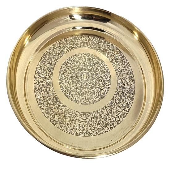 Dinner Plate Thali Plate Heavy Duty Large Size Puja Serving Plate Round Shape