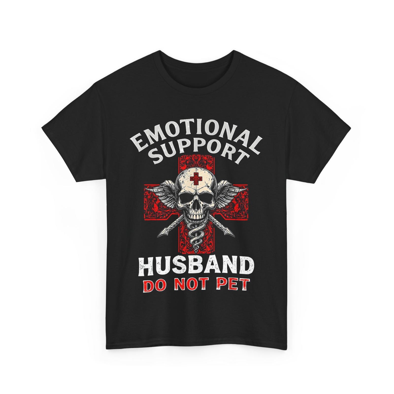 Emotional Support Husband Do Not Pet Vintage Shirt L