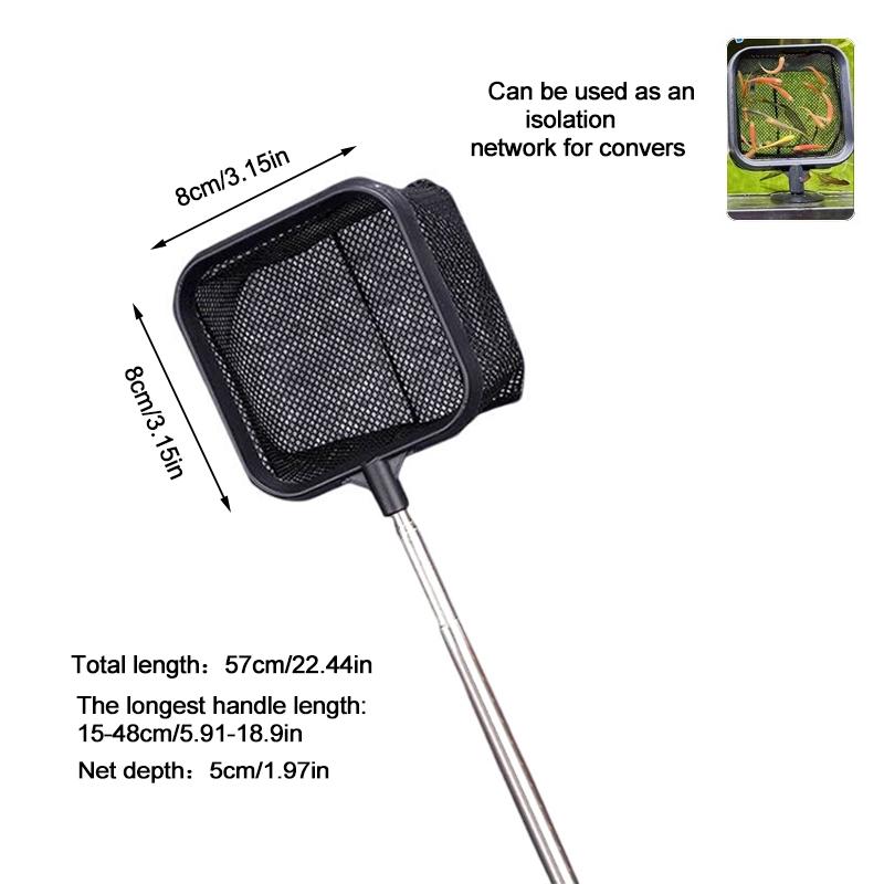 Aquarium Fish Tank Net with Suction Cup Extendable Handle Landing Net Isolation Net for Fish Tank Cleaning Tool Accessories
