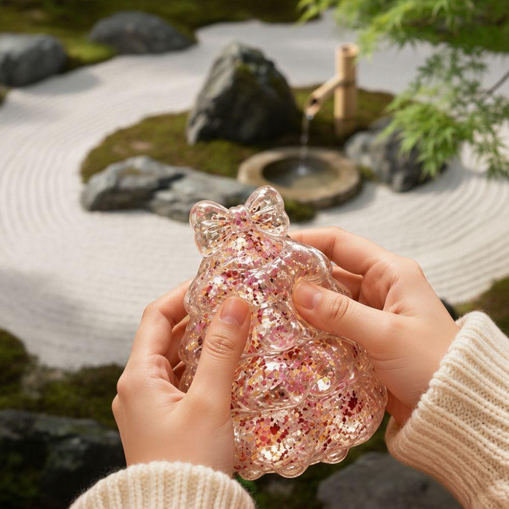 Multicolor Glitter Stress Relief Toy TPR Christmas Squishy Ornament Christmas Celebration