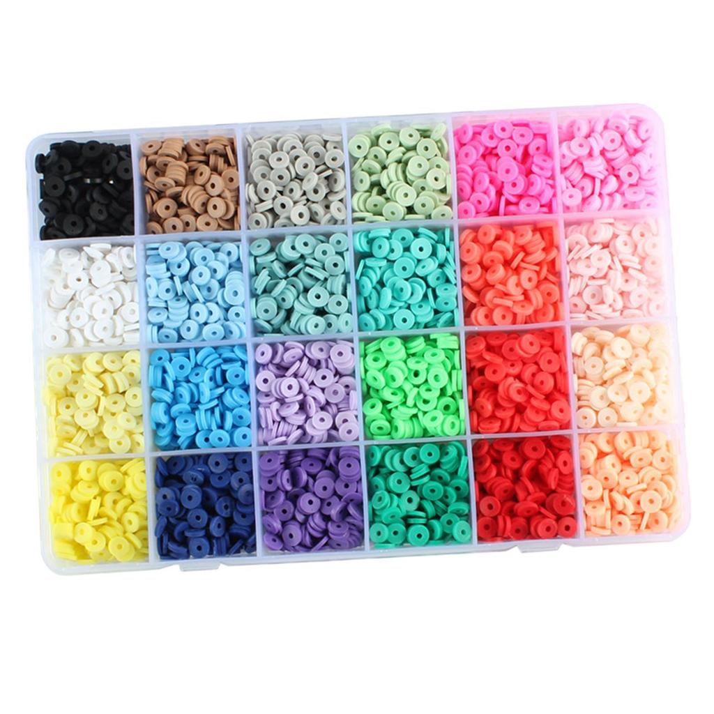 Vibrant 4800Pcs 24 Colors Clay Beads Loose Spacer Disc Beads for DIY Jewelry Finding