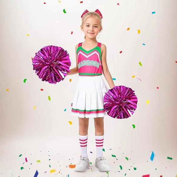 Girls Cheerleading Two Piece Set Tank Top Pleated Skirt for School Performance