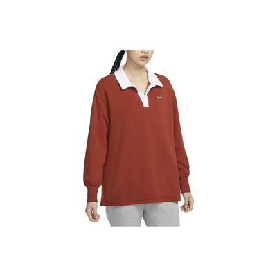 Sportswear Essential Color Block Polo Lässiges Locker Langarm-T-Shirt Damen Tops Dunkelorange FB8721-832