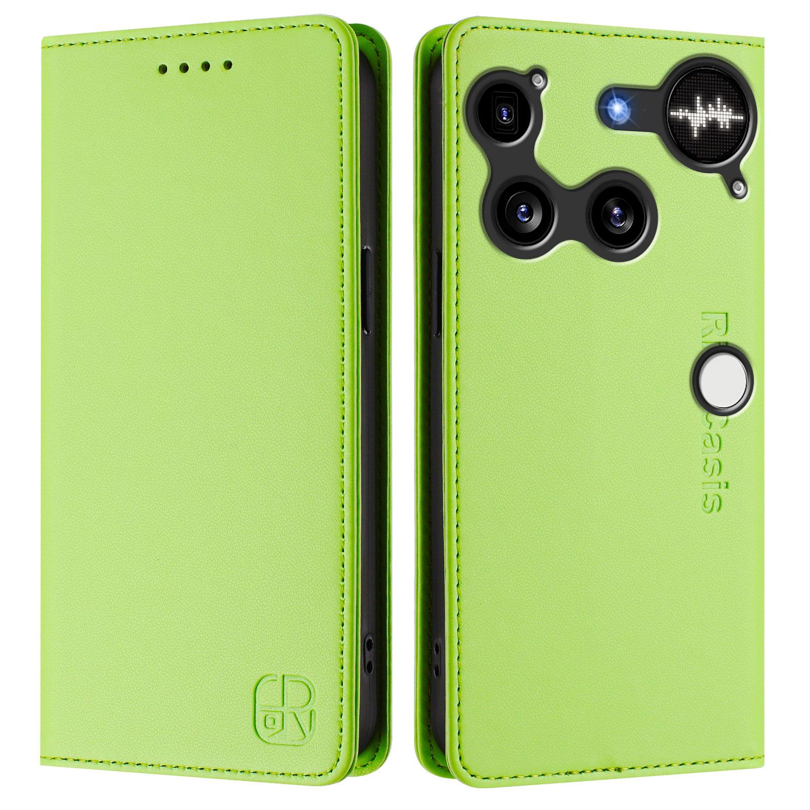 

For Nothing Phone (3) 5G Leather Case RINACASIS RC01 Phone Cover with RFID Blocking Wallet Stand Green