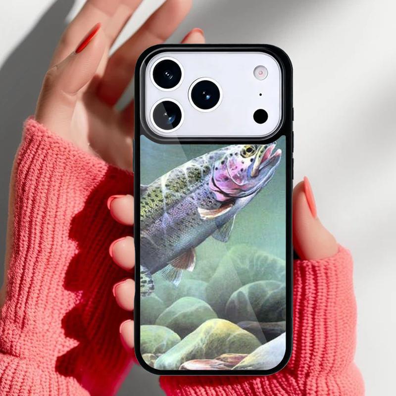 

Trout Fish Fishing soft Phone Case for iPhone 17 Air 16e 15 14 13 Pro Max Back Cover for 12 11 Pro Coque iPhone 13 Pro