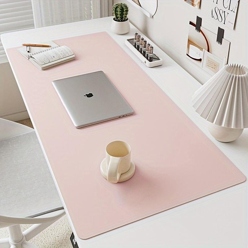 

1 piece large size waterproof faux leather table mat - non-slip, solid color office mousepad and keyboard protection mat 60x30 cm розовый