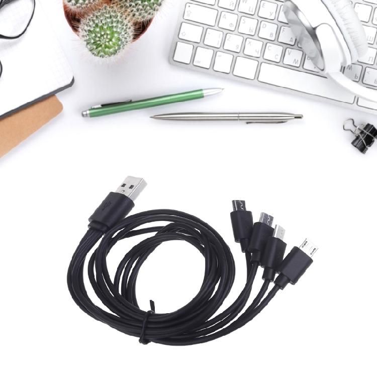 USB to MicroUSB Adapter Charging Cable with 4 Micro USB Splitter Charging Cord