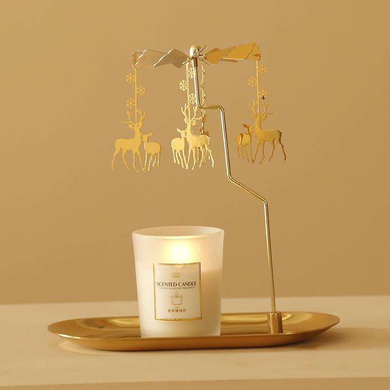 Tray Rotating Candlestick Scented Candle Romantic Walk Horse Lamp European Windmill Creative Swing Birthday Wedding Gift