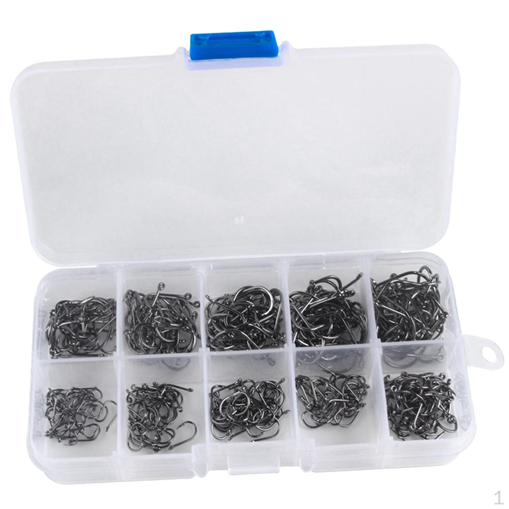 

300pcs/set Assorted Carbon Jig Hooks Octopus Kit Fishing Tackle Box 10 Sizes