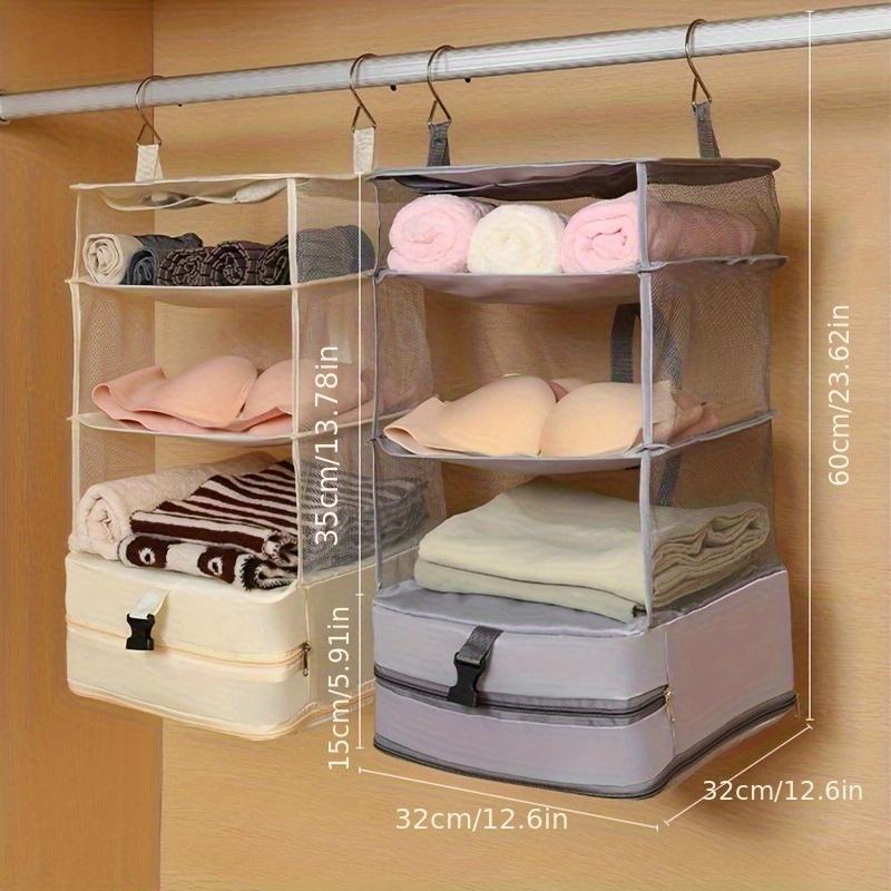 1Pcs 4 Tier Shelf Hanging Closet Organizer, Space Saver, Closet Hanging Shelf with 2 Sturdy Hooks for Storage, Foldable