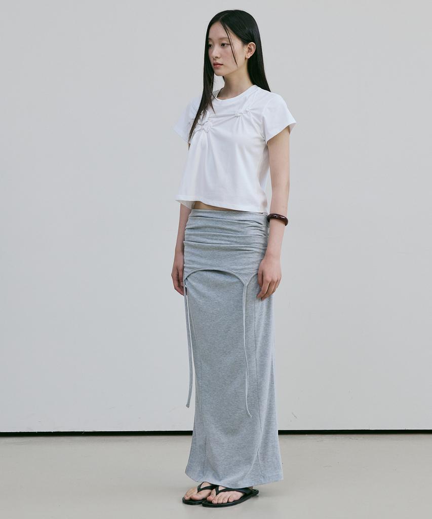 Beleudeunua Halter Drape Long Skirt (Melange)