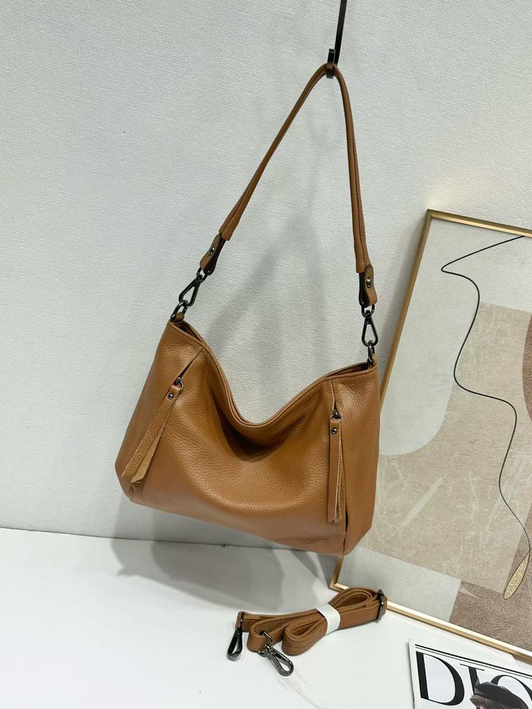 Women's Top-Grain Leather Crossbody Shoulder Bag | Large Capacity Solid Color | European American Fashi Commuter Handbag