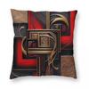 Modern Abstract Red Black Gold Square Pillowcase Polyester Linen Velvet Creative Zip Decor Sofa Cushion Cover