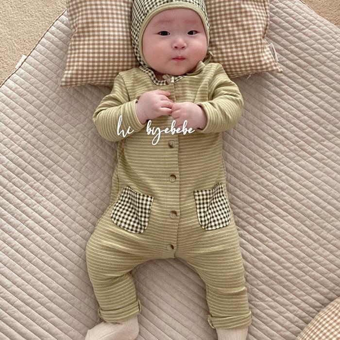 Korean Style Newborn Baby Striped Romper Pajamas