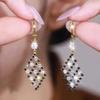Shining Rhombus Earrings for Women, Fashionable, Exquisite, Light Luxury Earrings, Cool Temperament, High-end, Versatile Earrings