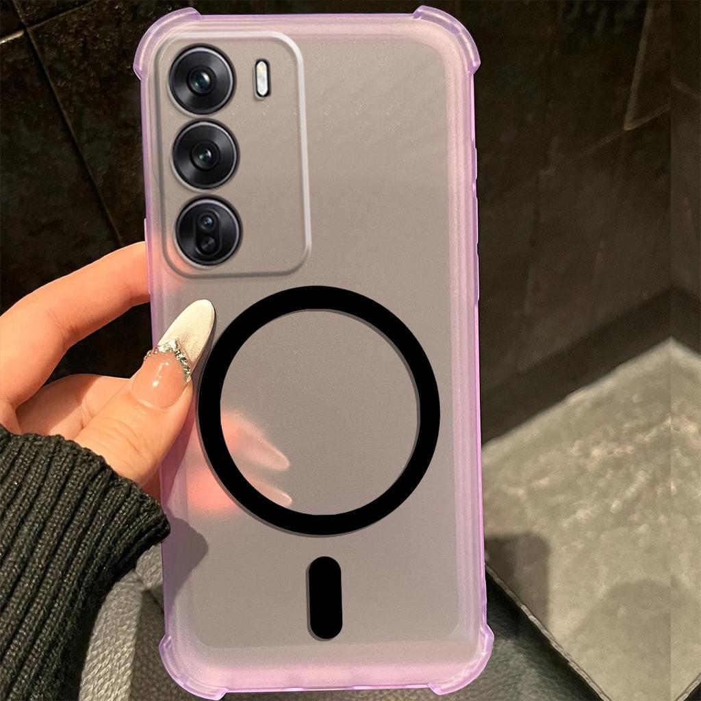 DIY Magnetic Ring Jelly Case for OPPO Reno12 Pro 5G Anti-Drop 4-Corner Airbag Protection