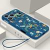 Jellyfish Dolphin Pattern Lanyard Case For iPhone 17 Pro Max Funda iPhone 16 15 14 13 Pro Max 11 16E 17E Soft Silicone Cover