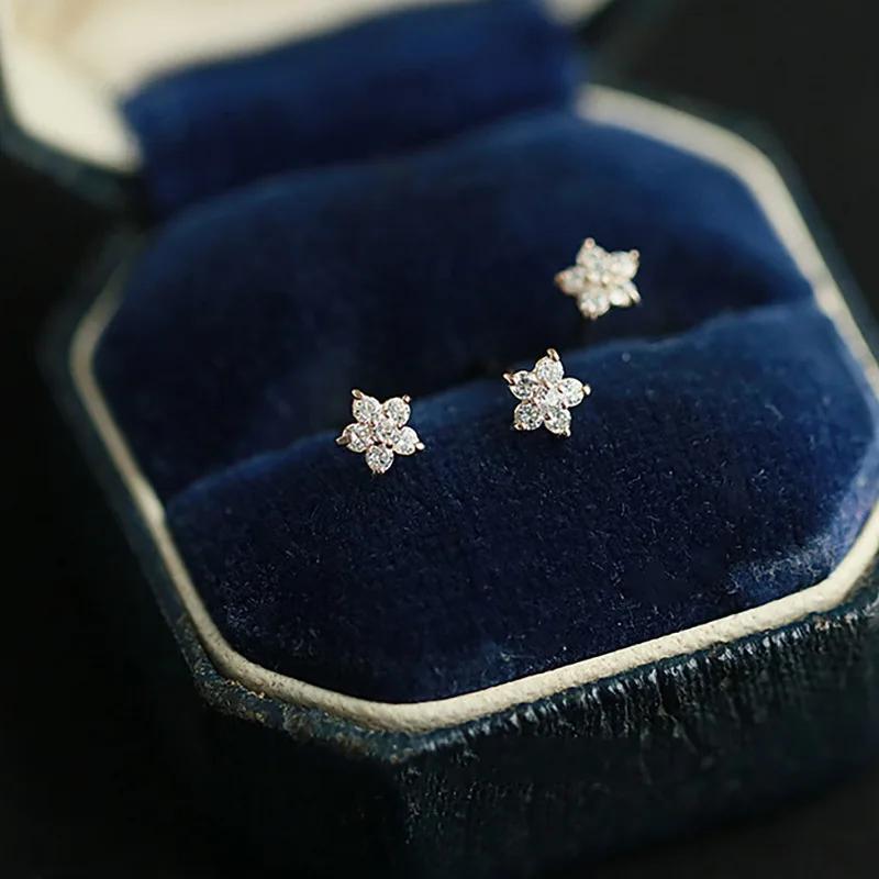 Five-Pointed Star Zircon Earrings S925 Silver Elegant Trendy Women's Accessories Gift for All Occasions
