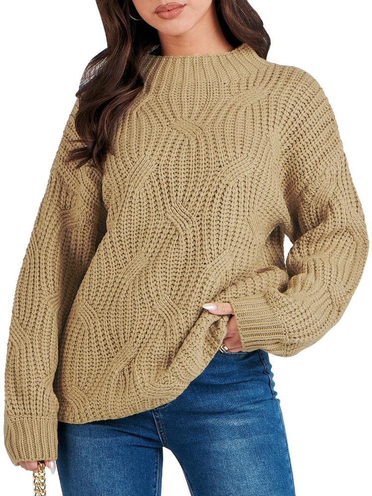 Autumn Winter Drop Shoulder Loose Casual Cable Knit Pullover Top Luxurious Relaxed-fit Slimming and Versatile Top