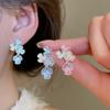 Flowers About To Go To Spring~ Silver Needle Diamond Flower Stud Earrings Summer Fresh and Sweet Wind Earrings Niche Beautiful Versatile Earrings