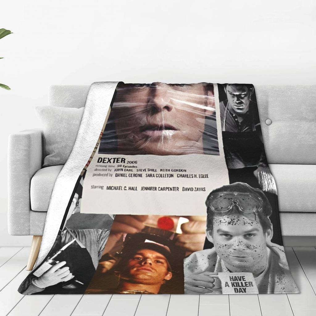 Dexter Morgan Movie Knitted Blankets Flannel Lightweight Thin Throw Blankets for Bed Bedroom Quilt