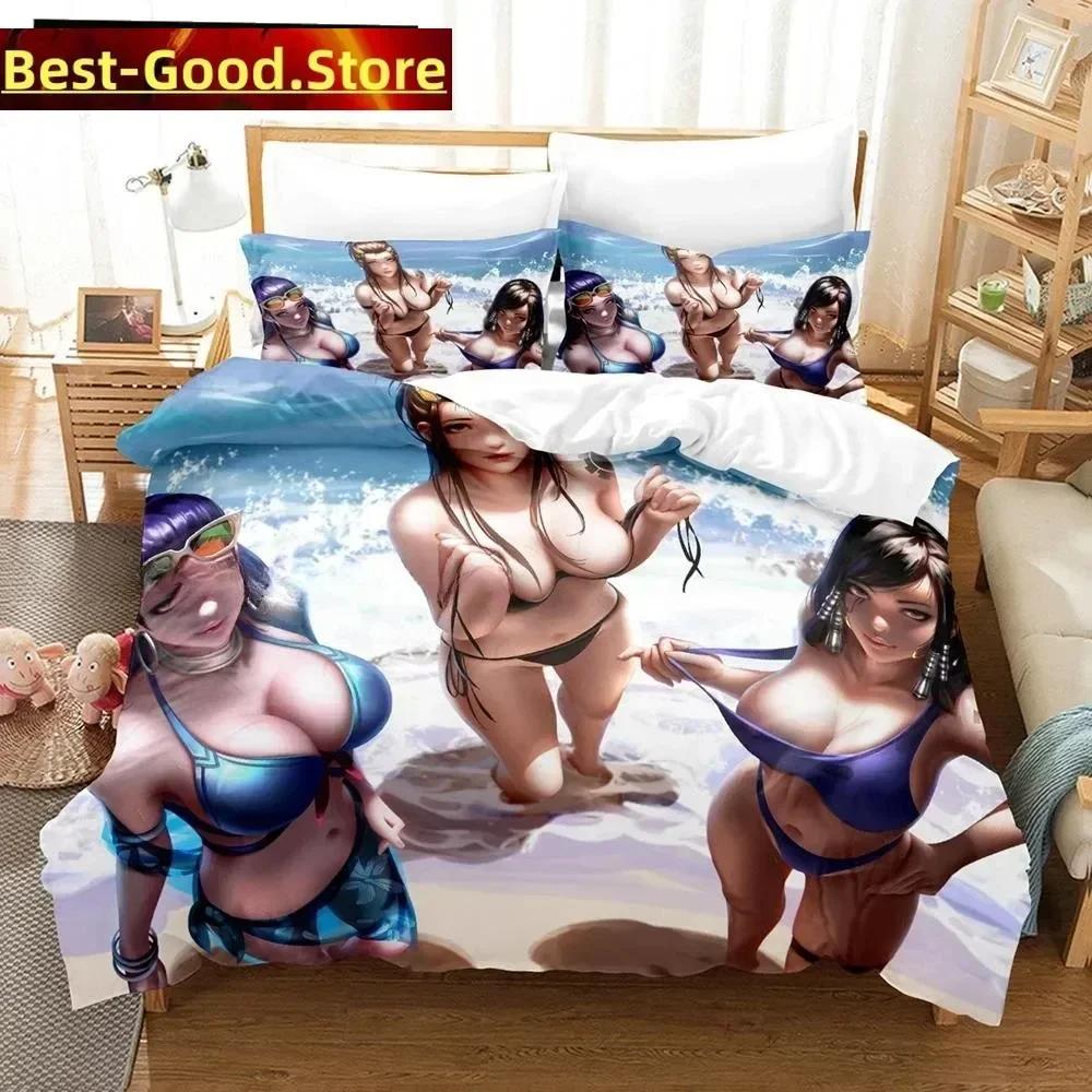 3D Anime Sexy Girls Overwatch Bedding Set Printed Bed Set With Pillowcase Duvet Cover Soft Single Double Queen Super King Size