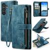 For Samsung Galaxy S24+ Phone Cases with Strap CASEME C30 Zipper Multiple Card Holder PU Leather Cover