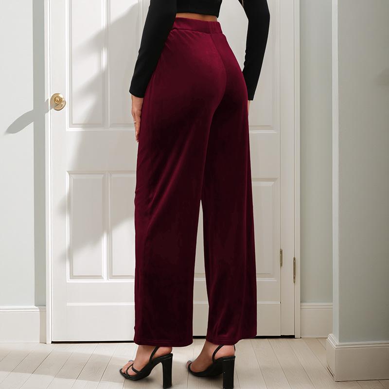 2026 Summer European & American High-Waist Velvet Wide-Leg Pants for Women